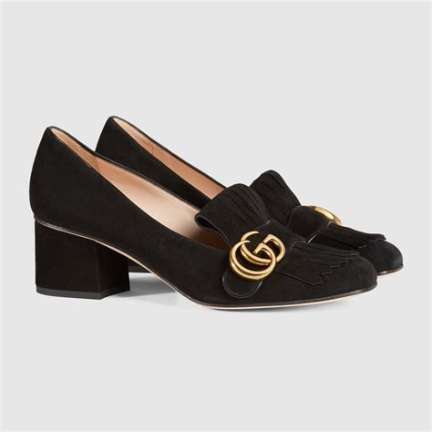 gucci shoes cats|Gucci suede mid heel pump.